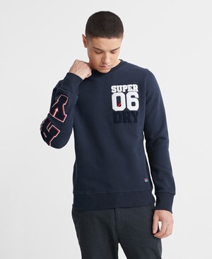 Superdry SDQB Zero Six Crew Férfi Pulóver Sötétkék | JAKOV8056